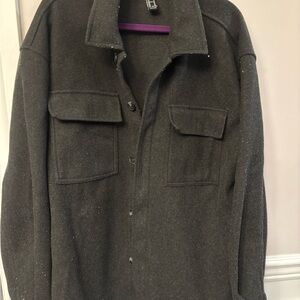 Forever 21 Charcoal Wool-Blend Coat